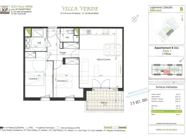 Appartement 3 pièces 64 m² 