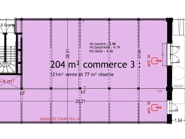 Local commercial 204 m² 