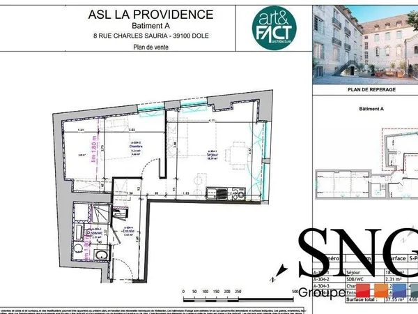 Appartement 2 pièces 38 m² 