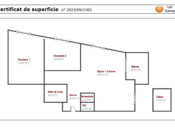 Appartement 3 pièces 61 m² 