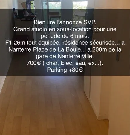 Studio appartement sous-Location 