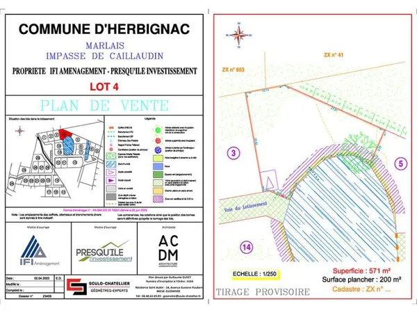 Terrain 571 m² Herbignac 