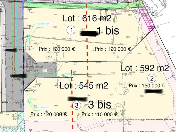 Terrain 616 m² 