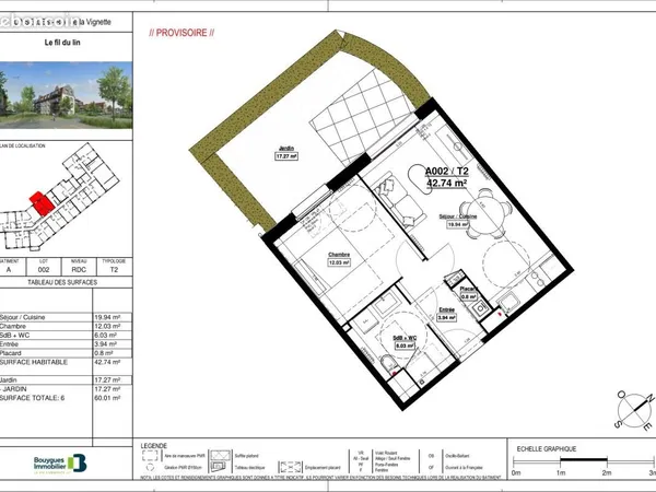 Appartement 2 pièces 42 m² 