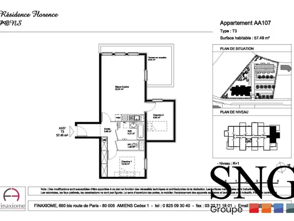 Appartement 3 pièces 58 m² 