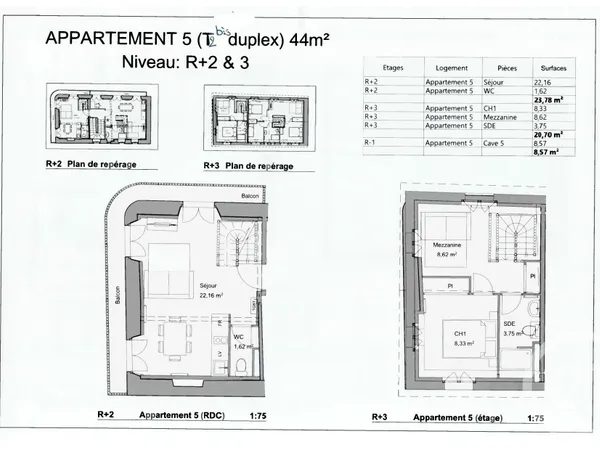 Appartement 2 pièces 45 m² 
