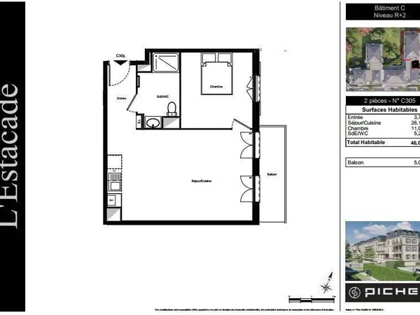 Appartement 2 pièces 46 m² 