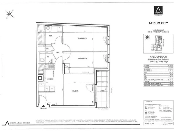 Appartement 3 pièces 64 m² 