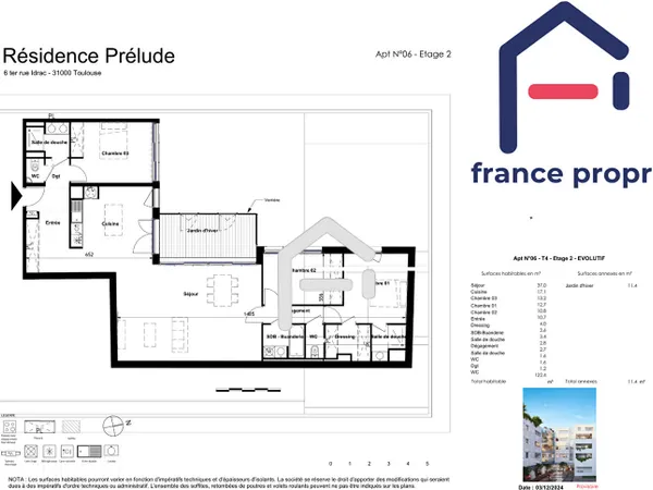 Appartement 4 pièces de prestige au coeur de Toulouse - Référence 7252 