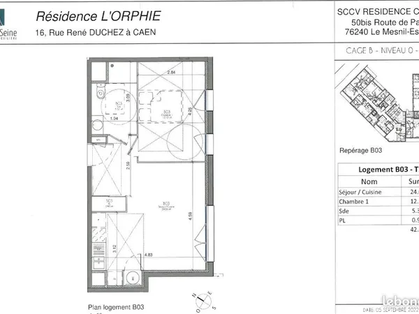 Appartement 2 pièces 42 m² 