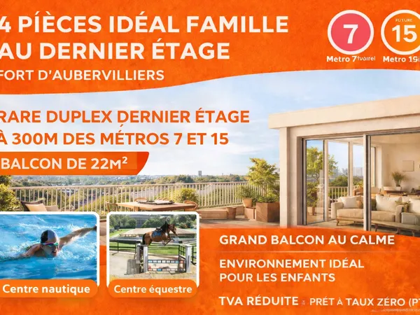 DUPLEX 4 pieces 85M² AVEC TERRASSE DE 21M²A 300M M7+M15 