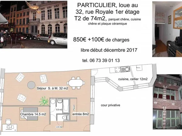 Appartement de 74m2 à louer sur Lille 