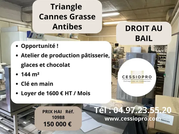 ATELIER DE PRODUCTION PÂTISSERIE, GLACES & CHOCOLATS (144 M2) - CLÉ EN MAIN BASSIN CANNOIS 
