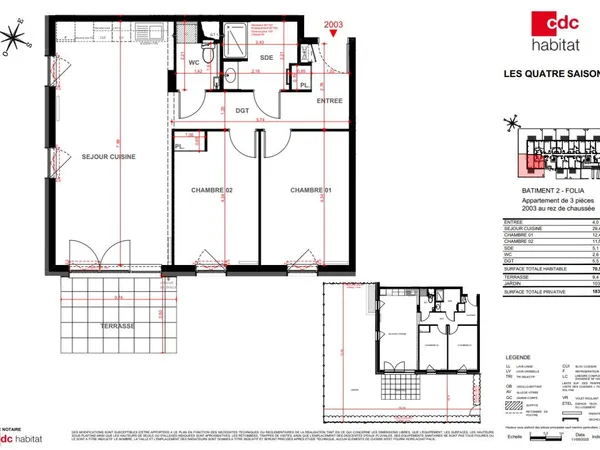 Appartement 3 pièces 71 m² 