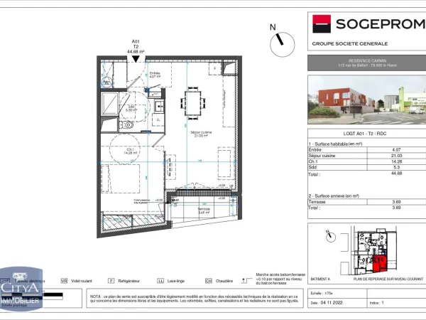 Appartement 2 pièces 45 m² 