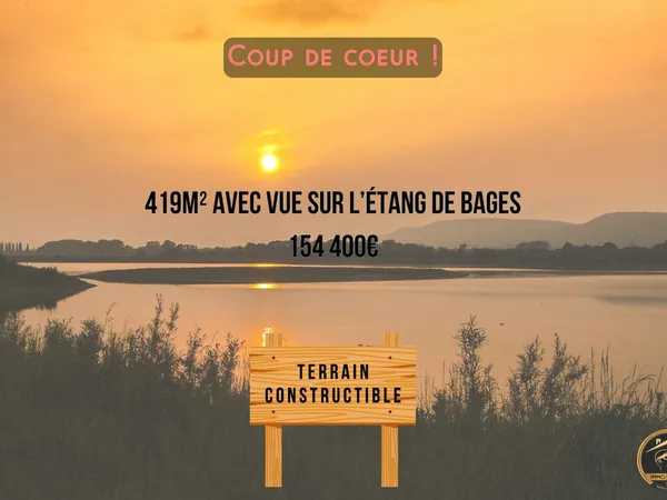 Terrain constructible avec vue sur l'étang de Bages 