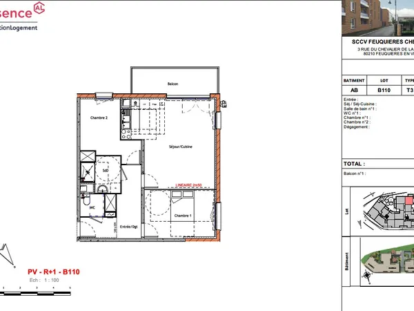 A LOUER APPARTEMENT 2 CHAMBRES - RESIDENCE NEUVE 