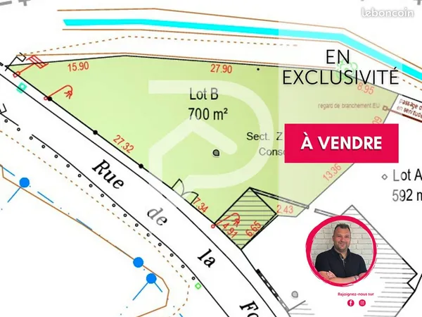 Terrain 700 m² MENERVILLE 
