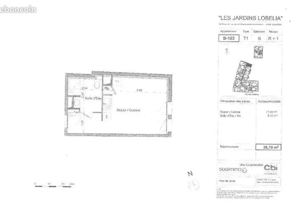 Appartement 1 pièce 26 m² 