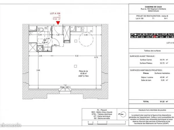 Studio 1 pièce 51 m² 