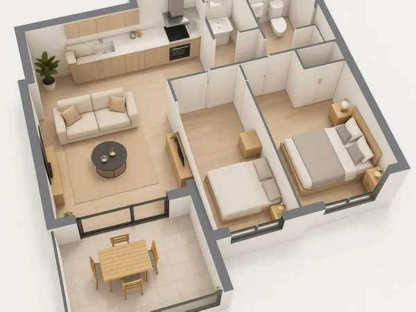 Appartement 3 pièces 56 m² 