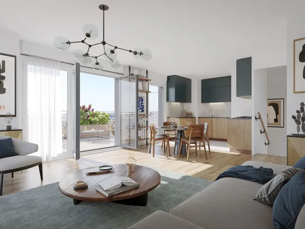 Nouvelle résidence proche M14, F3 lumineux, balcon rectangulaire, agencement efficace - Frais de 