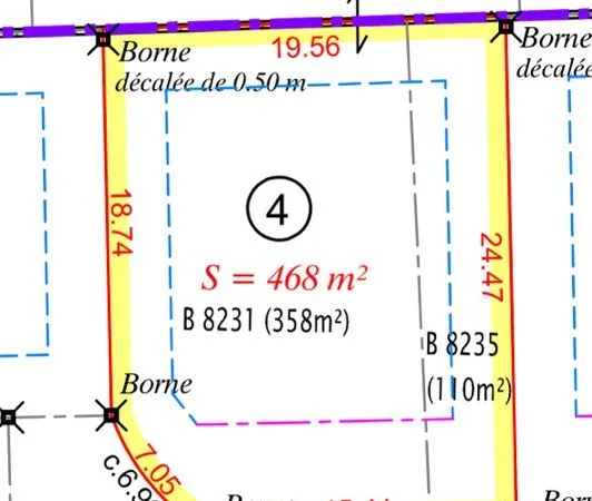 Parcelle constructible viabilisé et borné 