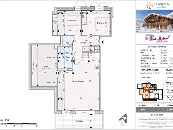 Appartement 3 pièces 96 m² 