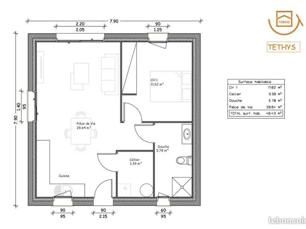 Maison 3 pièces 49 m² 