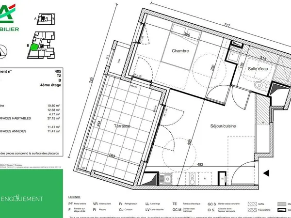Appartement 2 pièces 37 m² 