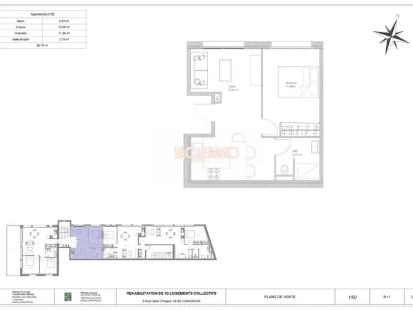 Appartement 2 pièces 35 m² 