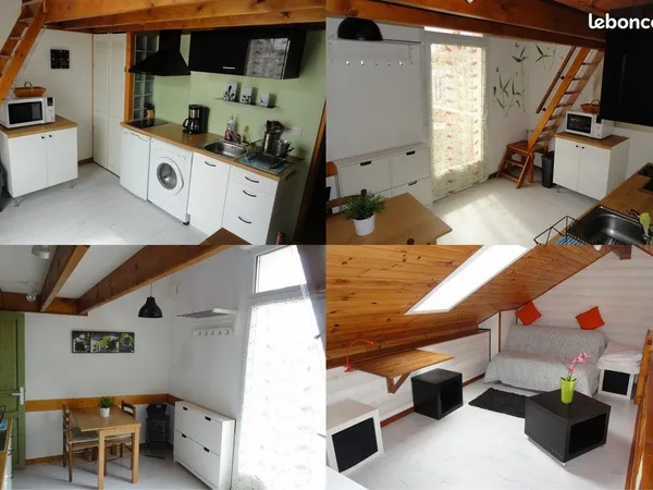 Studio duplex grand confort, hyper calme, balcon, entièrement équipé, électricté, chauffage, 