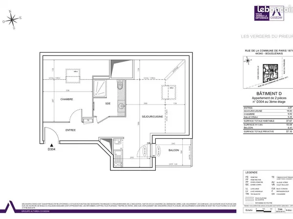 Appartement 2 pièces 37 m² 