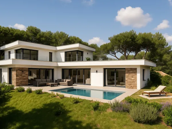 Cavalaire-sur-Mer ,Terrain a bâtir de 1000m2 avec projet d'une villa contemporaine et piscine 