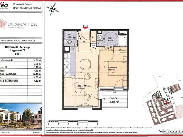 Appartement 2 pièces 42 m² 