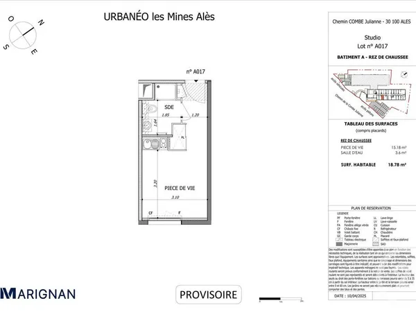 Appartement 1 pièce 18 m² 