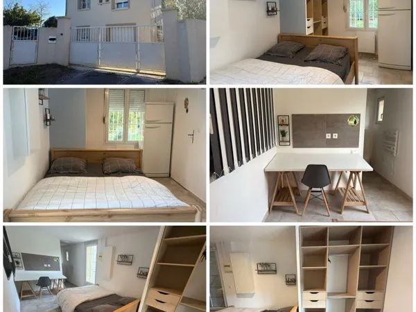 Chambre meublée avec salle d'eau/WC (15 m²), cuisine équipée, entrée indépendante, place de 