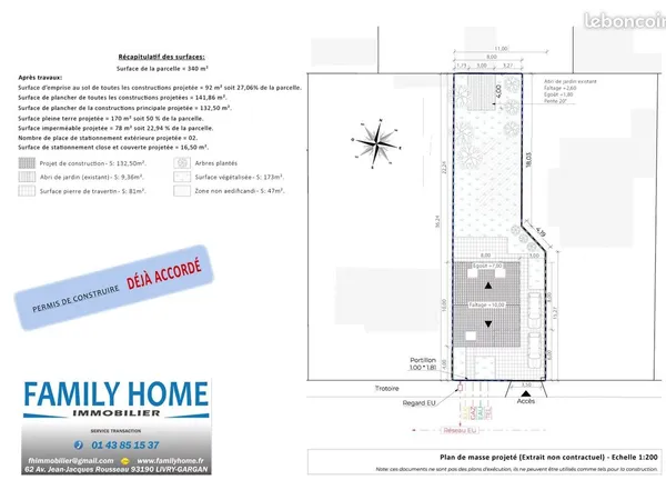 Terrain 340 m² 