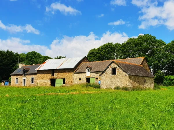 Vends corps de ferme en Bretagne avec 2,5 hectares de prairie et verger - 600m² 
