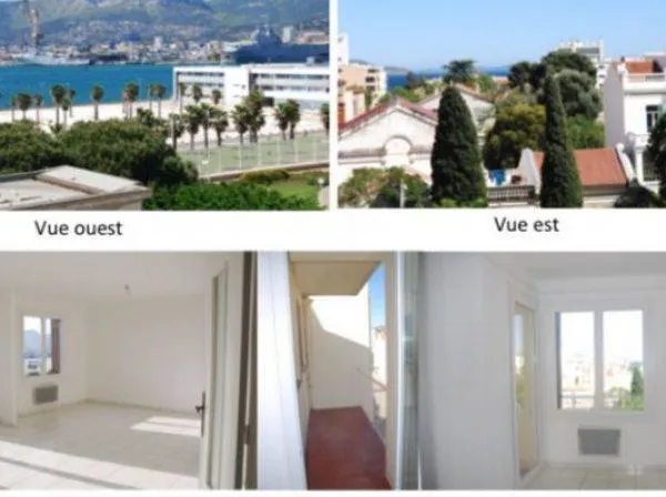 Loue T2/faux T3 Toulon - La Mitre/Le Mourillon vue mer panoramique - 61m² 