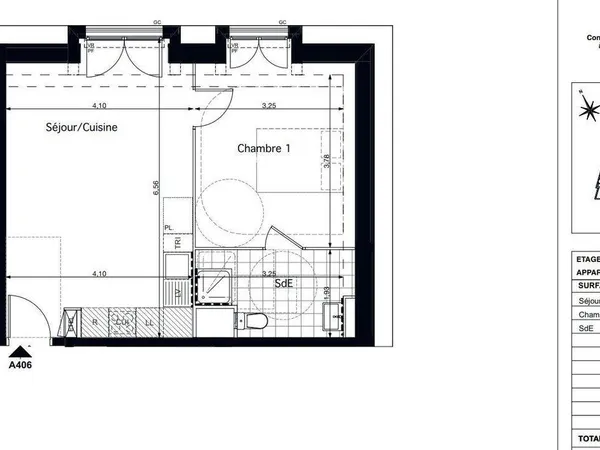 Appartement 2 pièces 43 m² 
