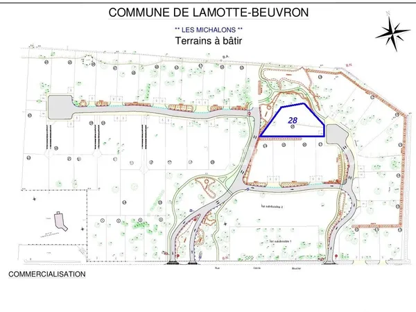 TERRAIN CONSTRUCTIBLE DANS LOTISSEMENT À LAMOTTE BEUVRON 