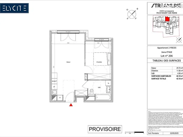 Appartement 2 pièces 42 m² 