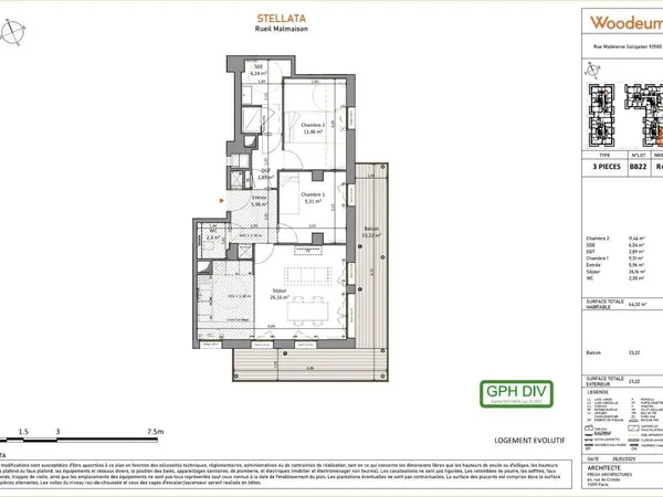 Appartement 3 pièces 64 m² 