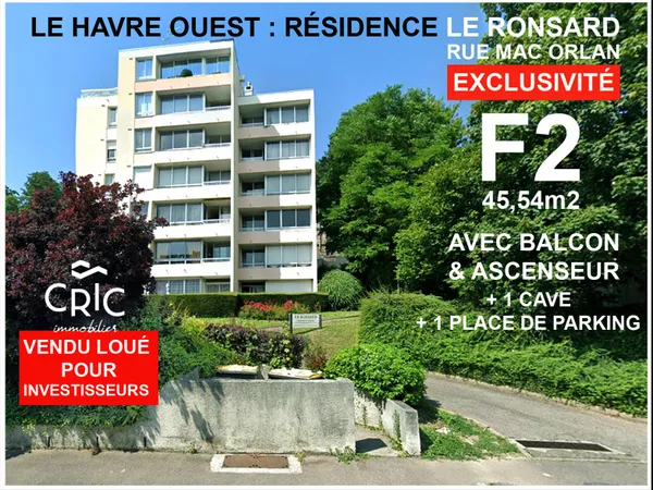 EXCLUSIVITÉ LE HAVRE / HAUX ORMEAUX APPARTEMENT F2 TB ENTRE 