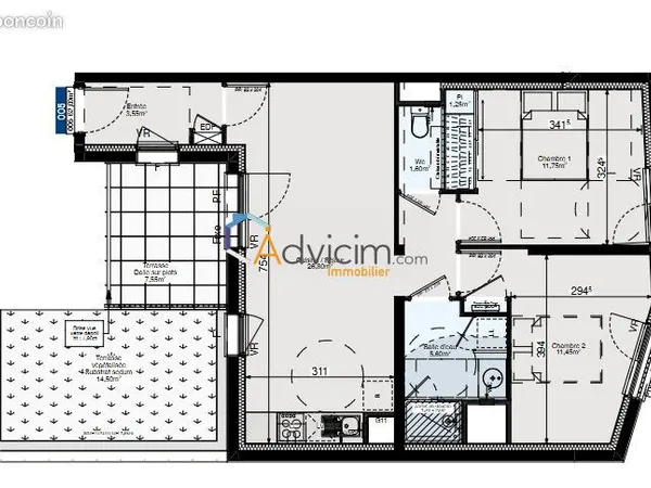 Appartement 3 pièces 62 m² 