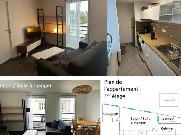 Disponible - Nantes Coudray - Appartement Neuf et Meublé - T2 - 50m² - Parking Box avec Borne de 