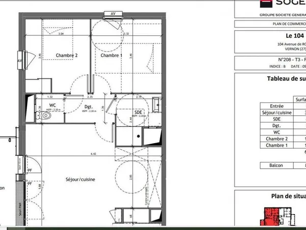 Appartement 3 pièces 65 m² 