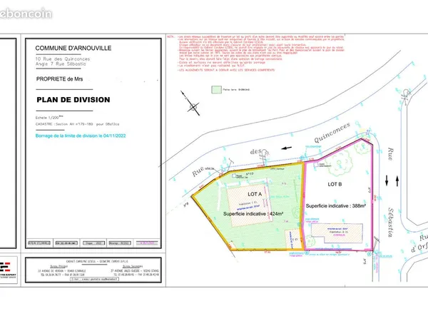 Terrain 388 m² ARNOUVILLE 