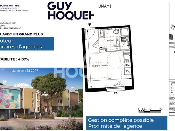 Appartement Montpellier 1 pièce(s) 20.29 m2 